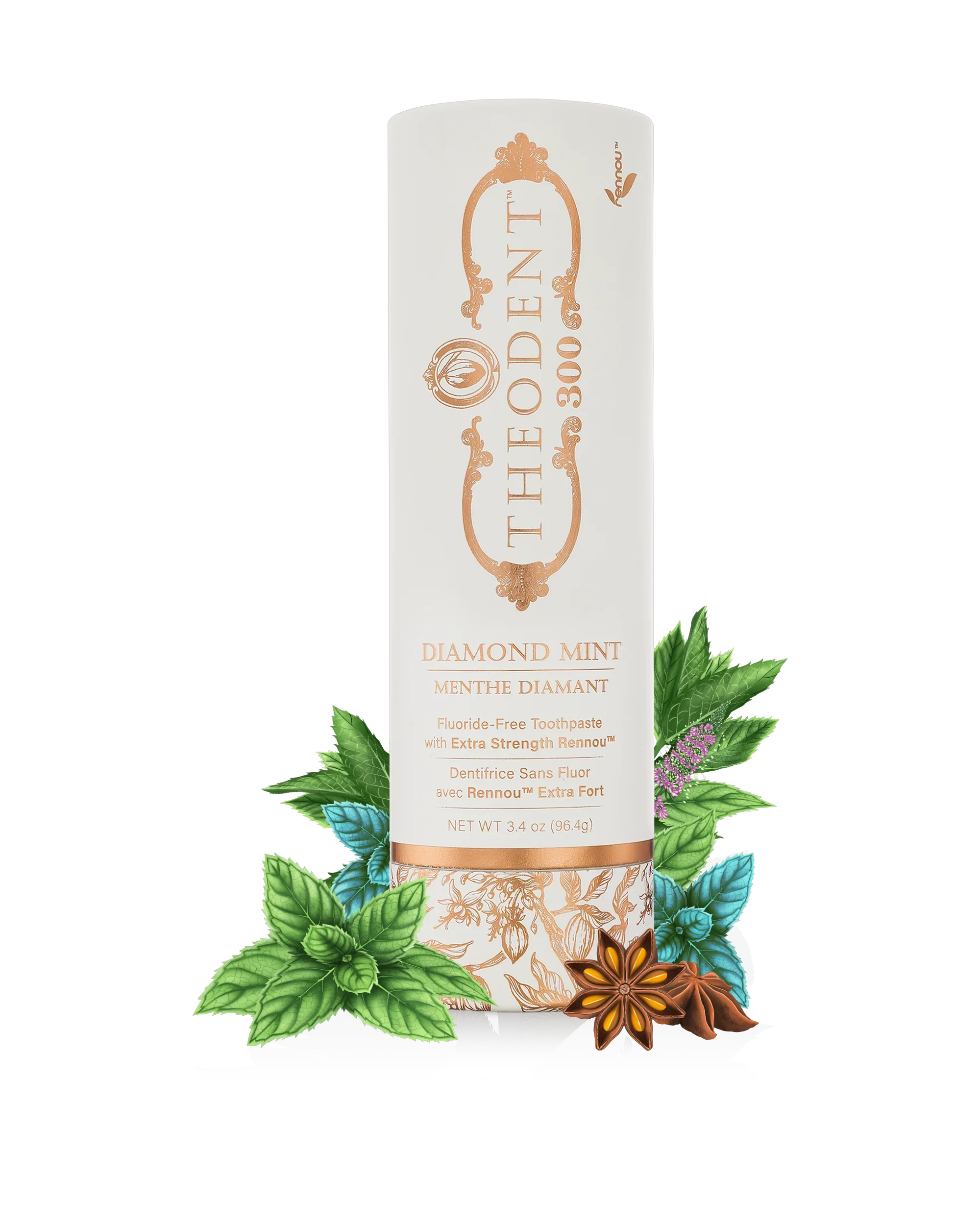 Theodent 300 Diamond Mint clinical-strength fluoride-free toothpaste canister