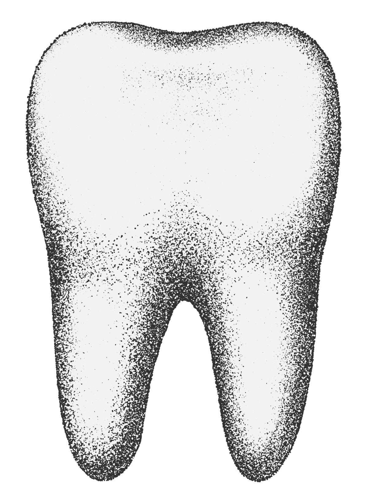 Stippled drawing of a molar