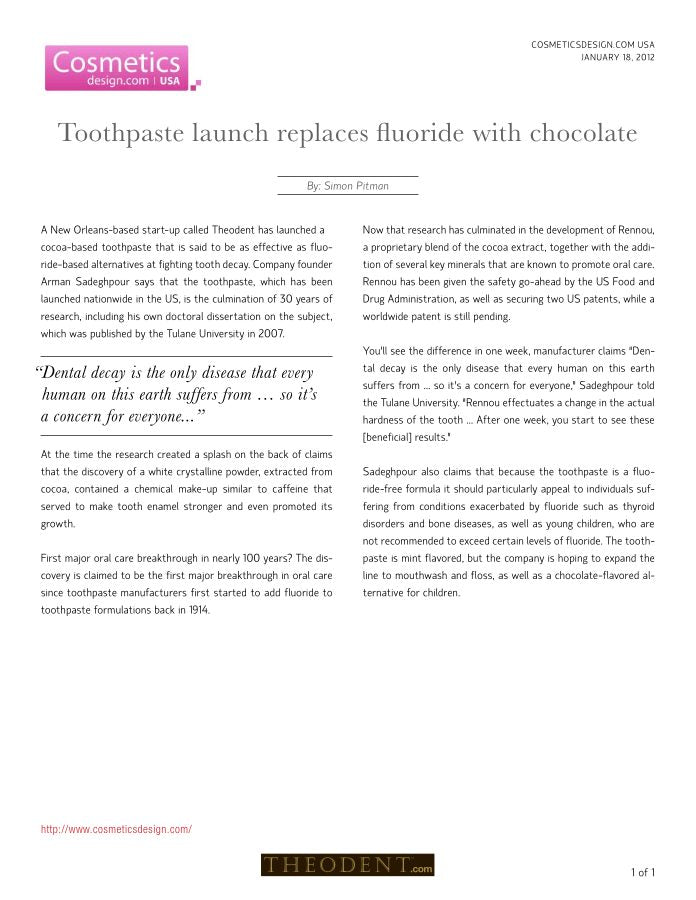Cosmetics Design USA trade coverage of Theodent