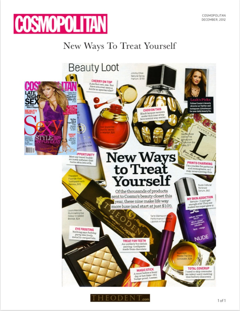 Cosmopolitan December 2012 Beauty Loot page featuring Theodent