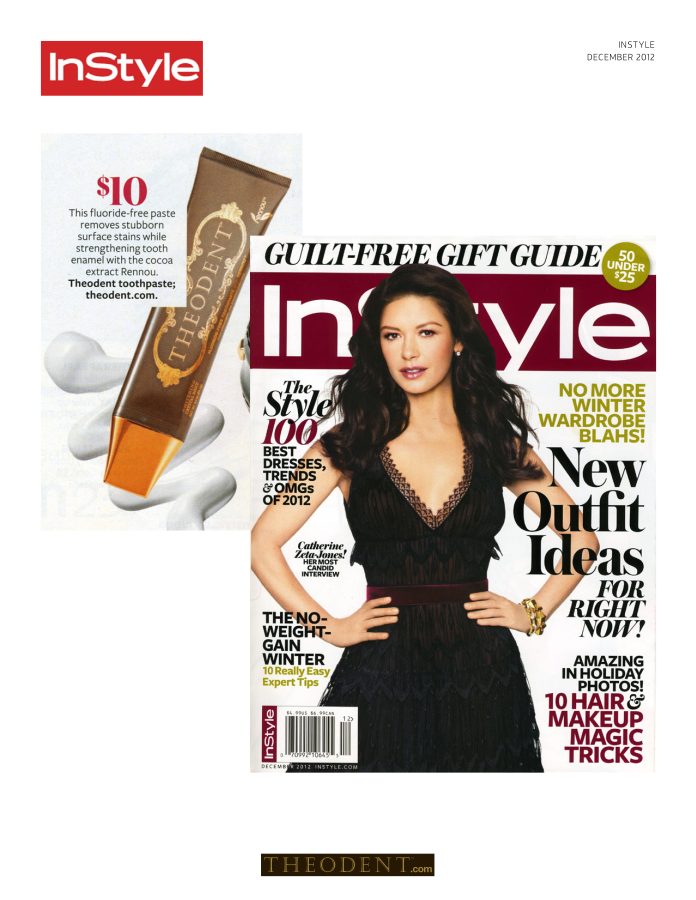 InStyle December 2012 page featuring Theodent